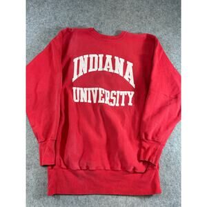 VTG 90s Champion Reverse Weave Indiana University Sweatshirt Mend 2XL Red Fleece